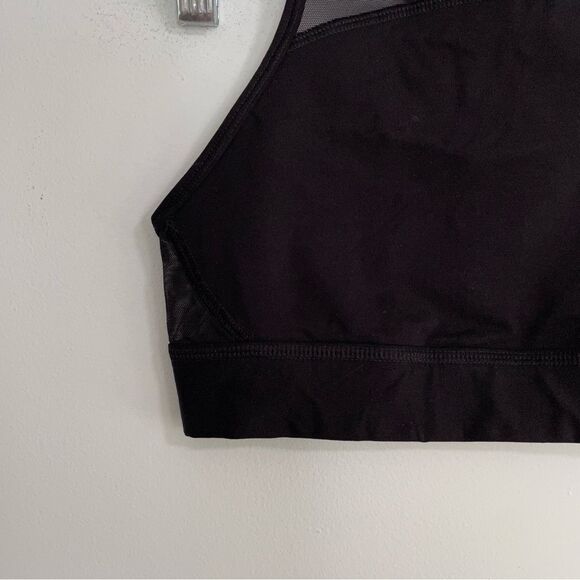 PINK Victoria’s Secret Haut Court Crop Racerback Mesh Logo Sports Bra Black XS - Picture 12 of 13